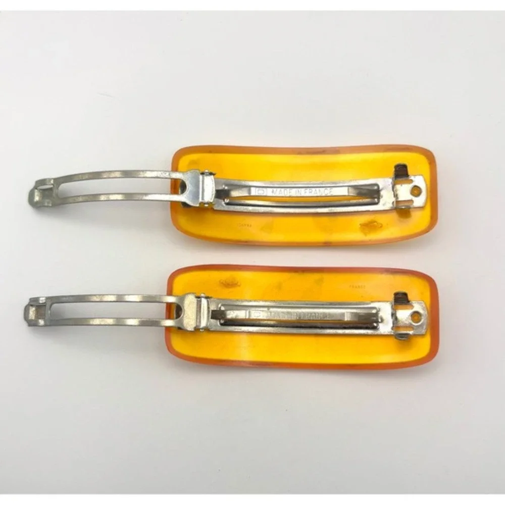 Vintage Abstract Marble Watercolor Pearlescent‎ Hair Clips Pink Amber Set Of 2